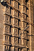 The great Chola temples of Tamil Nadu - The Nataraja temple of Chidambaram. The East Gopura. Details of the panels with dance postures.